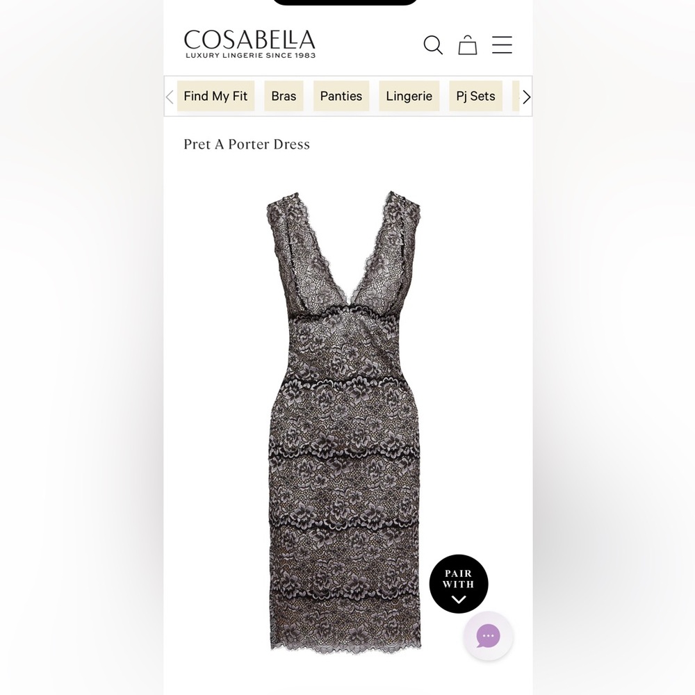 BNWT Cosabella Prêt À Porter Black and Stone Lace Dress size Large